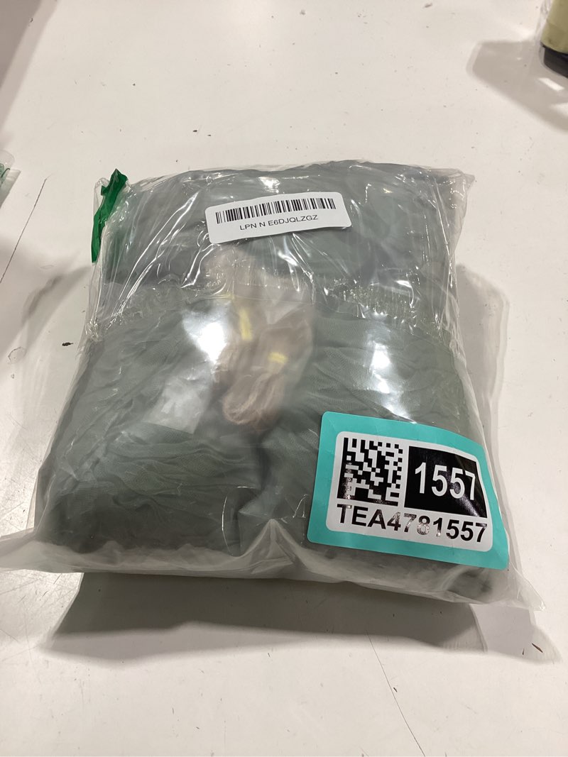 Condition photo showing New/Like New for sage green cheesecloth table runner 13 ft and 12 napkins, extra-long gauze runner with napkin set for grand family holiday dinners, outdoor picnics, weddings, and large-scale celebrations sage green 13ft runner x1 w/ 12 napkins
