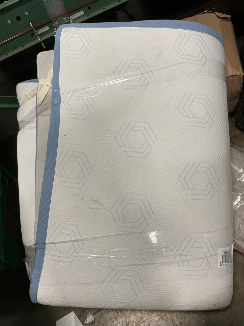 Condition photo showing As Is for Glendan Firm Mattress Topper Queen: 3 Inch High Density Bed Topper - Extra Support Foam for Pain Relief - Breathable Washable Cover with Anti-Slip Straps - CertiPUR-US Oeko-Tex Certified 80x60 Blue