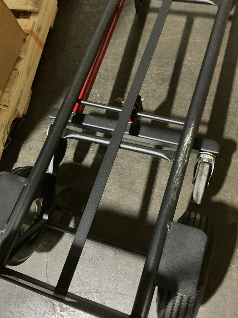 Condition photo showing As Is for milwaukee 800-lb capacity 4-wheel multiple colors/finishes steel convertible hand truck