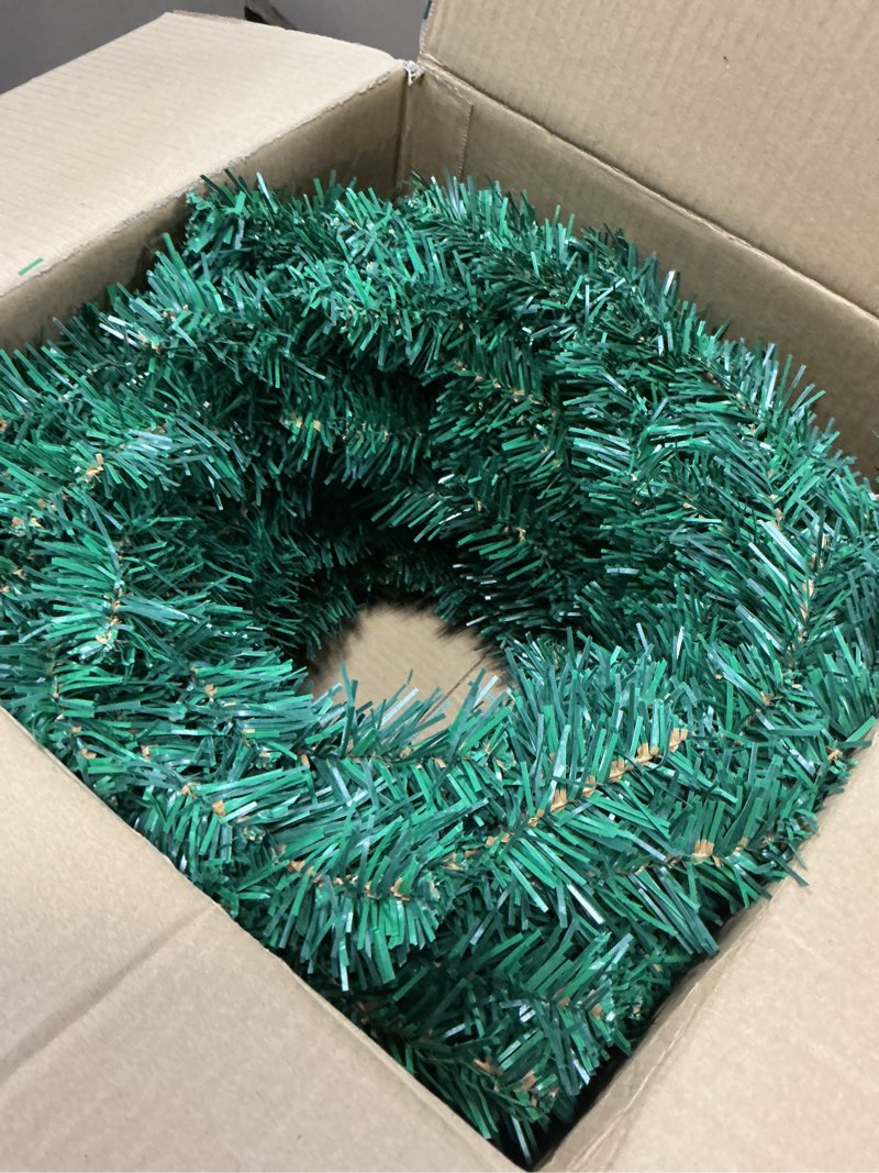 Condition photo showing Good Condition for 4 Pieces 20 inch Large Artificial Pine Wreaths with Lights, Pine Cones, Farmhouse Wreath Christmas Outdoor Green Christmas Wreaths for Windows Front Door Outside (4, 20inch) 20inch 4