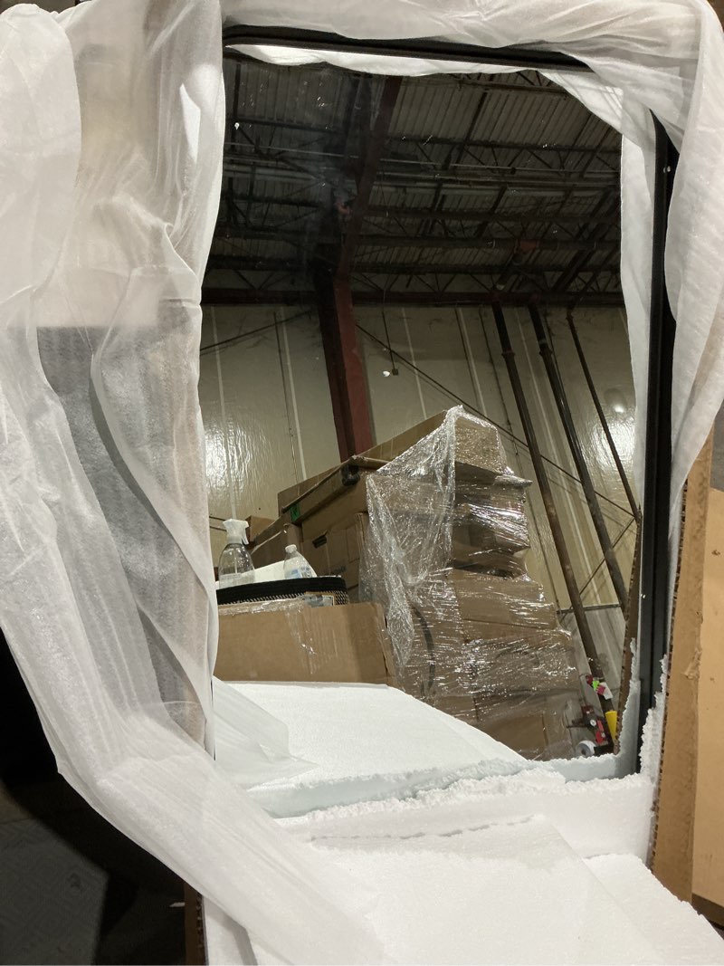 Condition photo showing Good Condition for black full length wall mounted mirror,18x48 inch hanging long mirror,tall body metal framed floor mirror leaning against wall for dressing living room bedroom entryway black 18x48 inch