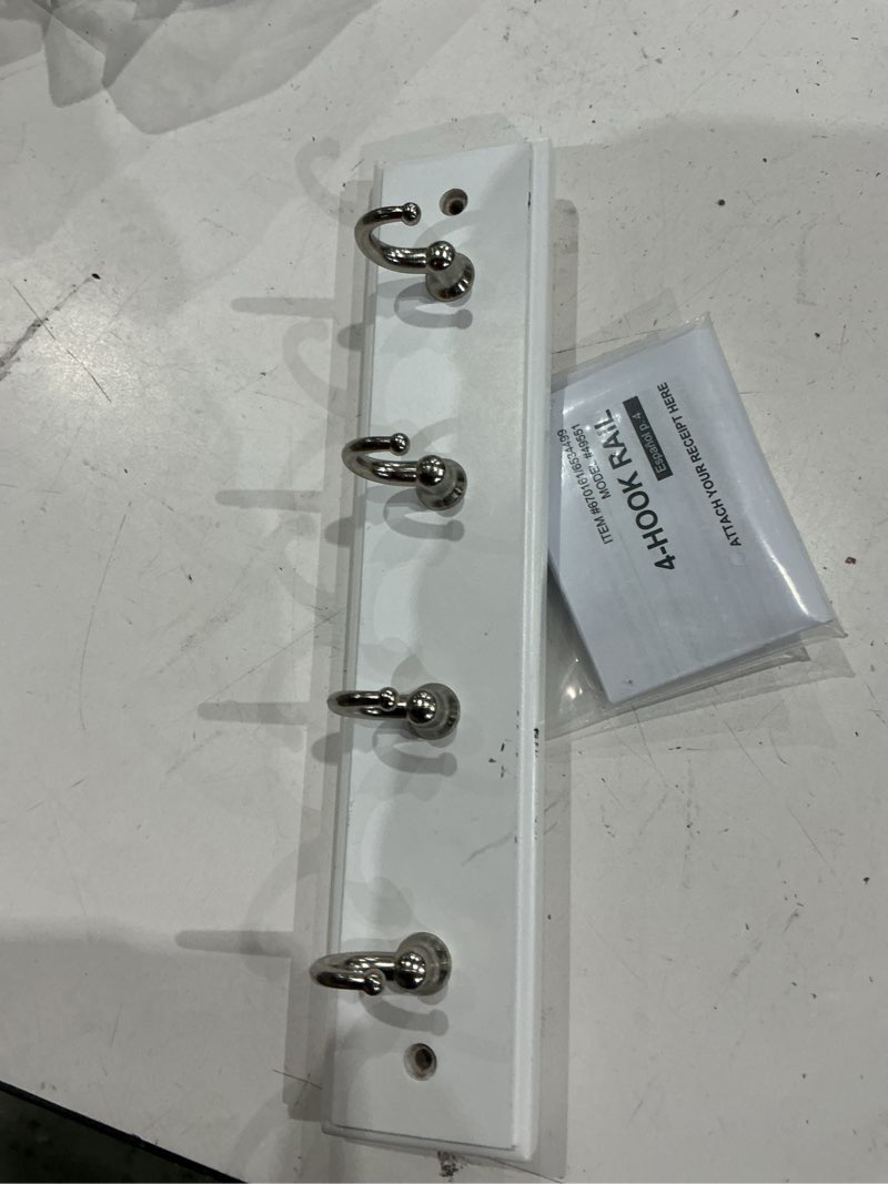 Condition photo showing As Is for style selections 4-hook 8.86-in x 1.73-in h white decorative wall hook (8.8-lb capacity)