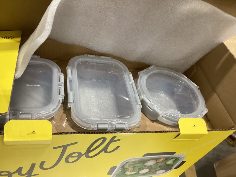 Condition photo showing New/Like New for JoyJolt JoyFul 24pc Borosilicate Glass Storage Containers with Lids. 12 Airtight, Freezer Safe Food Storage Containers, Pantry Kitchen Storage Containers, Glass Meal Prep Container for Lunch