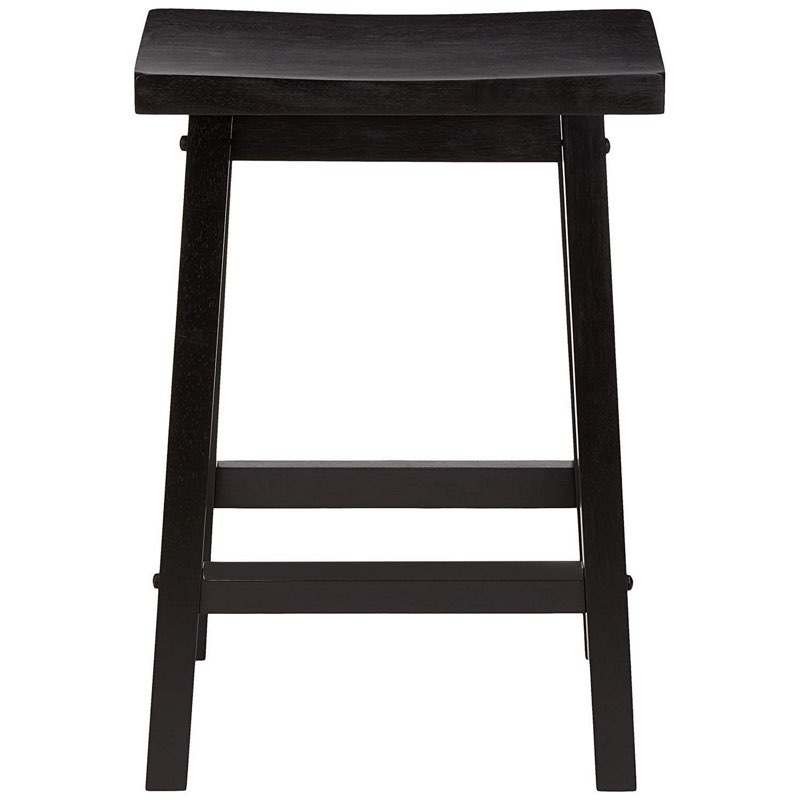  mainstays indoor 24" counter height backless saddle wood stool set of 2 in black