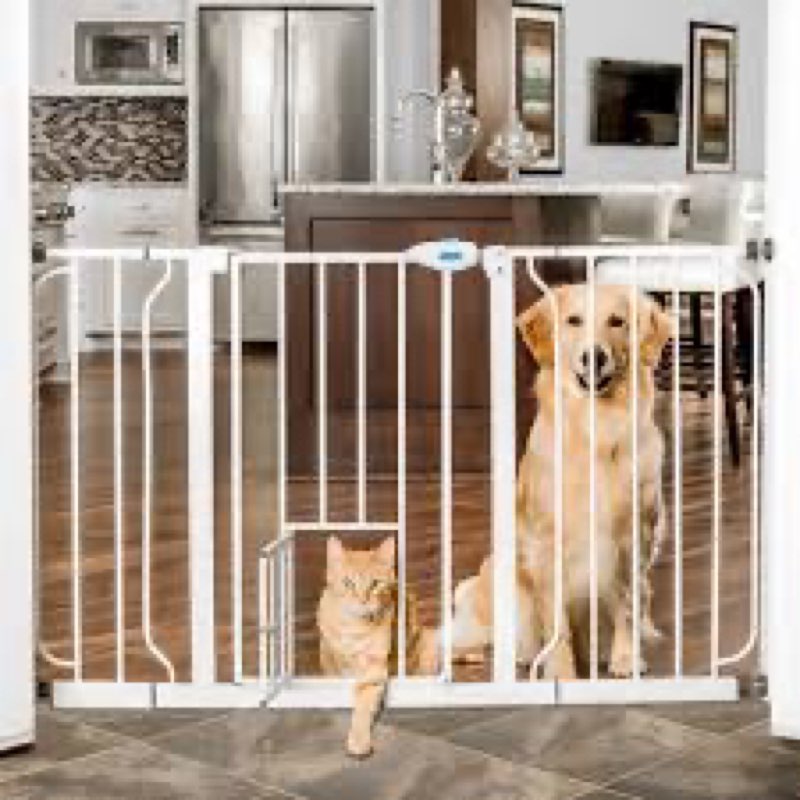 54" Extra Tall Cat Gate, 28.5-46" Extra Wide Dog Gates for Doorways, Pressure Mounted Walk-Through S