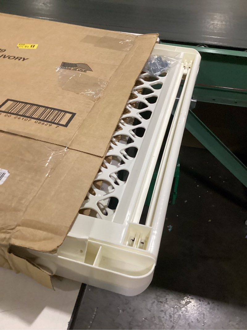 Condition photo showing As Is for toddleroo by north states 42” wide supergate ergo baby gate, made in usa: for doorways or stairways. includes wall cups. pressure or hardware mount. 26” - 42” wide (26" tall, ivory) (b0065adp4c)