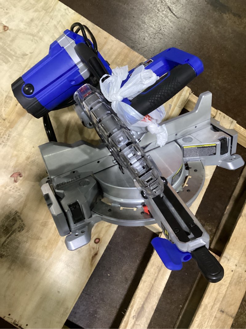 Condition photo showing As Is for kobalt compact 10-in 15-amp dual bevel sliding compound corded miter saw