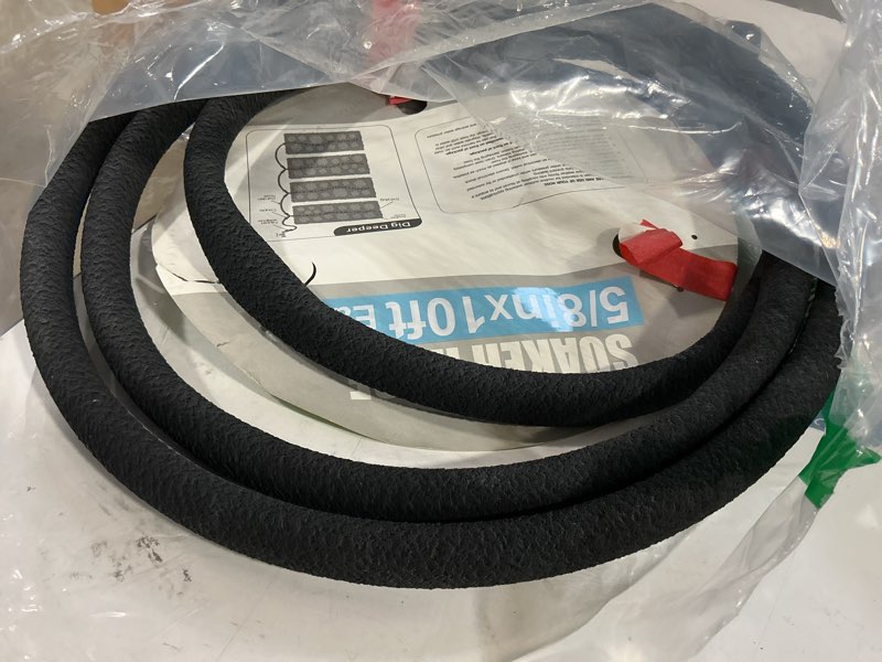 Condition photo showing Good Condition for soaker hose 5/8" 10ft rubber garden soaker hoses, water seeper round drip hose, heavy duty drip irrigation hose for vegetable, lawn, plants and trees watering 5/8inch 10ft