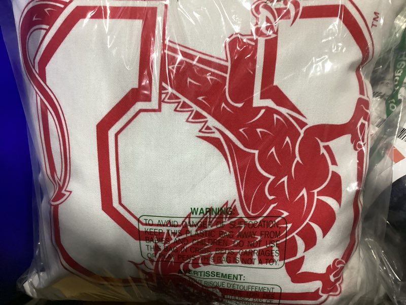 Condition photo showing Good Condition for suny cortland red dragons c mark throw pillow