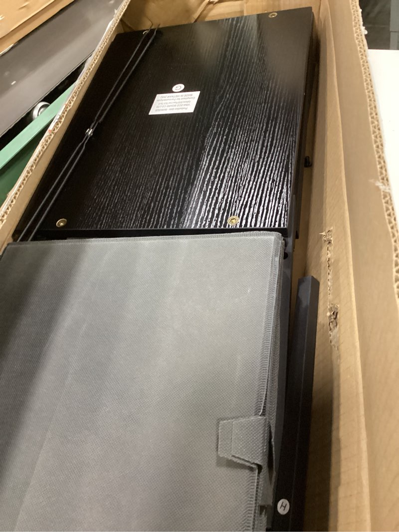 Condition photo showing As Is for nightstand, 5 drawer dresser end table bedside furniture with wooden top steel frame fabric bins for bedroom, closet, entryway, dorm, living room, gray grey 11.8"d x 15.8"w x 47.8"h (5 drawers)