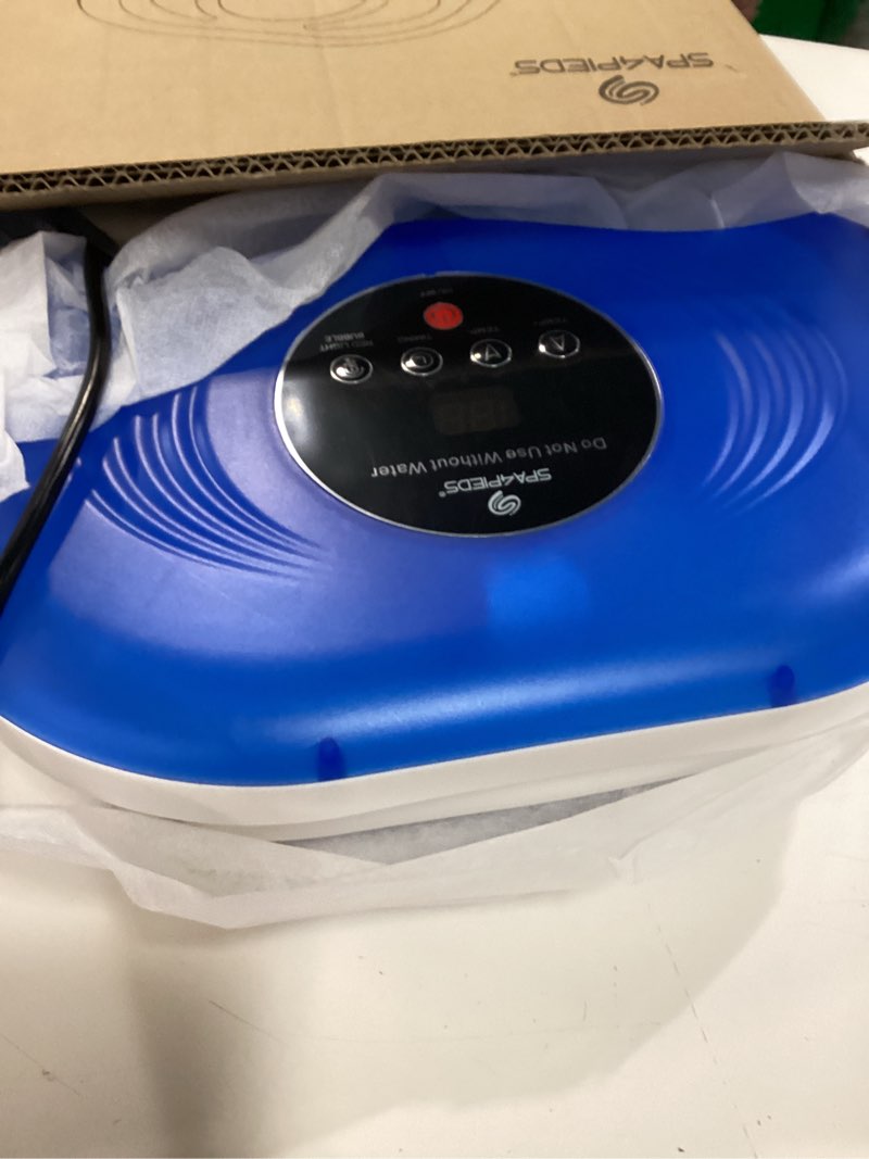 Condition photo showing Good Condition for spa4pieds foot spa bath massager with heat, bubble jets, red light & timer, pedicure foot spa with 95-118? temperature control, 8 shiatsu rollers, pumice stone, gift for women,men,dad blue