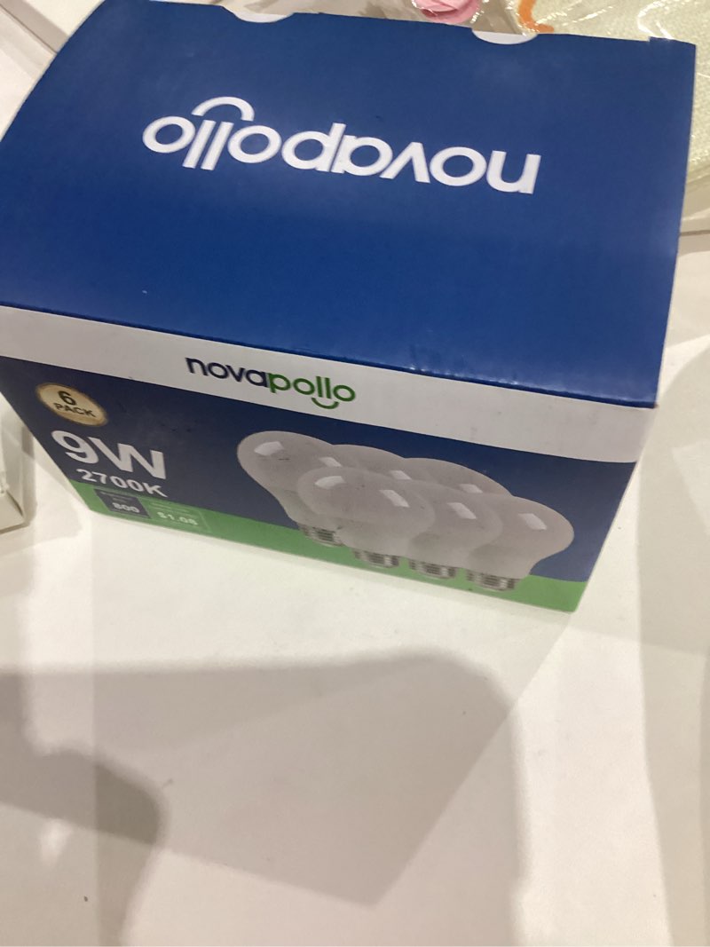 Condition photo showing New/Like New for A19 LED Light Bulb, 60W Equivalent, Efficient 9W, 7 Year, 800 Lumens, Non-Dimmable, 2700K, Daylight White - 6 Pack 9w/2700k/800lm 6PK