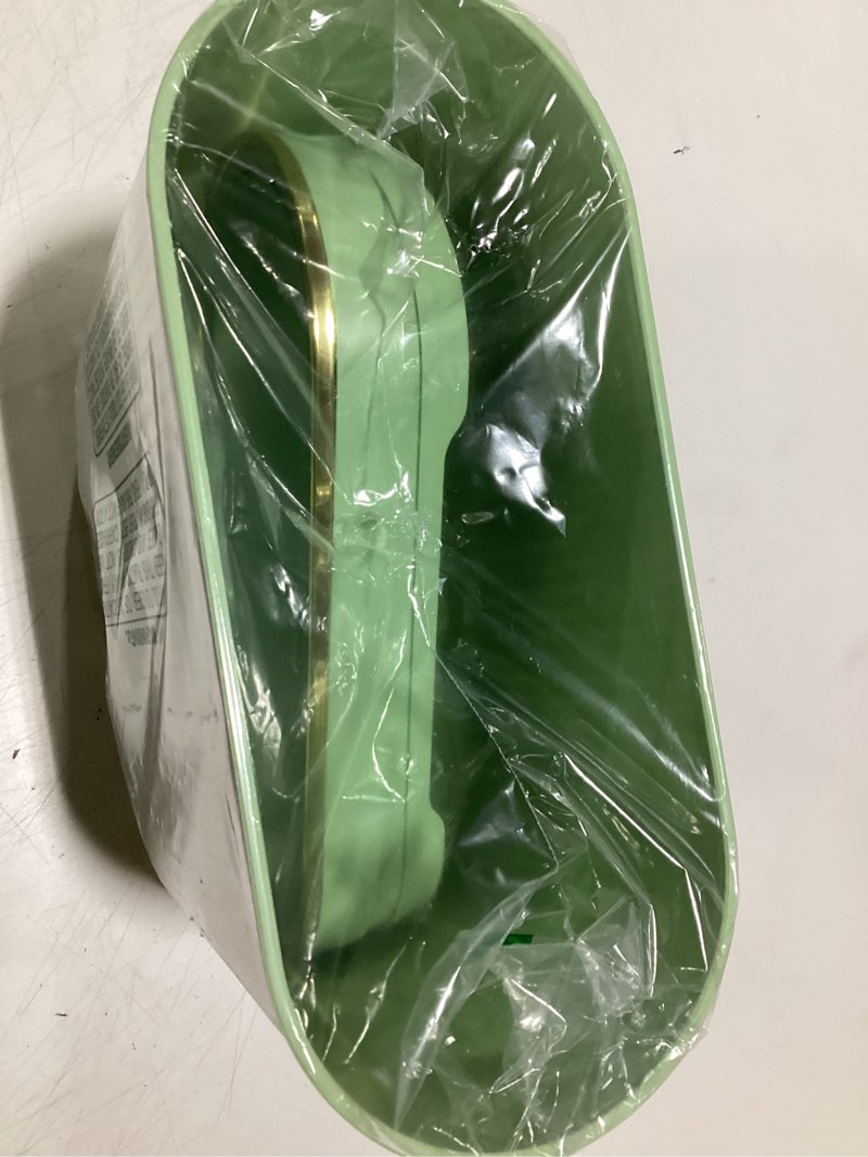 Condition photo showing Good Condition for Bathroom Trash Can with Lid 3.2 Gallon Narrow Trash Can Small Plastic Trash Bin 12 Liter with Press Type Lid for Bedroom Bathroom, Mint Green