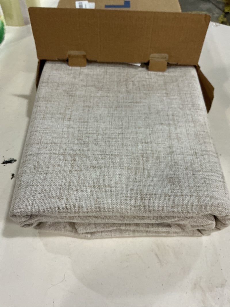 Condition photo showing New/Like New for miulee 100% blackout linen textured curtains for bedroom solid thermal insulated natural grommet room darkening curtains & drapes luxury decor for living room nursery 52 x 84 inch (2 panels) natural 52"w x 84"l (pack of 2)