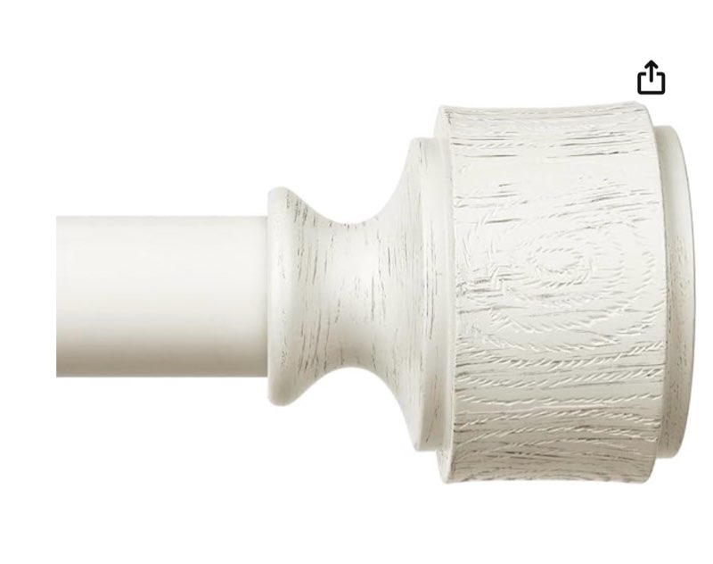 antique white curtain rods for windows 72 to 144 inch, adjustable vintage decorative 1'' long heavy duty curtain rod, rustic farmhouse drapery pole set with boho netted texture flower finials white 36''-144'' (1 pack)