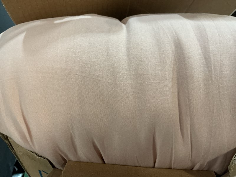 Condition photo showing As Is for bedsure queen comforter set, light pink soft prewashed bedding for all seasons, 3 pieces gentlesoft™ bed set, 1 lightweight comforter (90"x90") and 2 pillowcases (20"x26") queen(90"x90") 13 - light pink