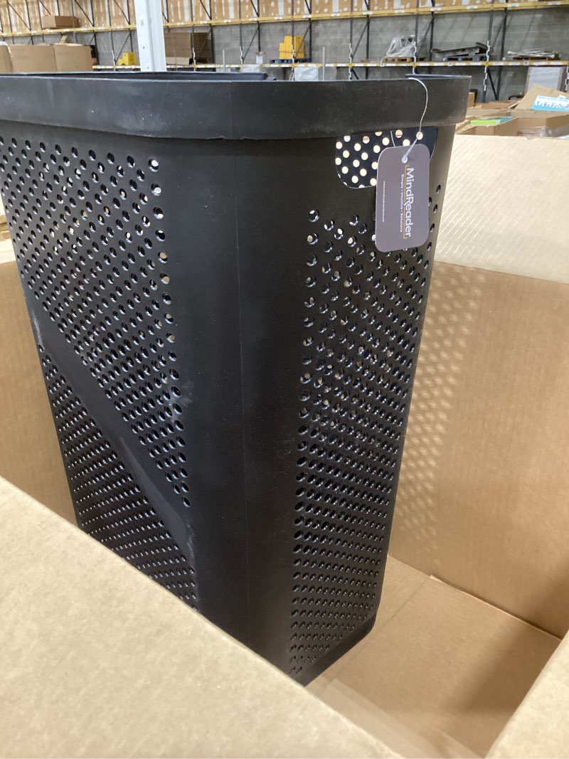 Condition photo showing Good Condition for mind reader slim laundry hamper with lid, 60l clothes basket, ventilated plastic, black black single