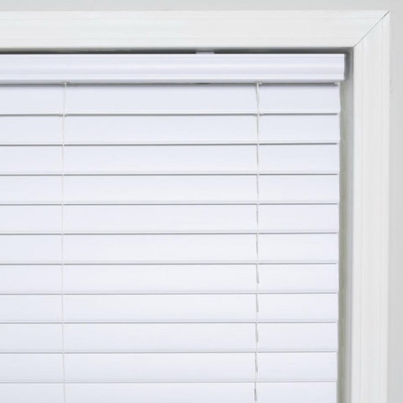 Project Source Premium 2-in Slat Width 31-in x 64-in Cordless White Vinyl Room Darkening Plantation Blinds