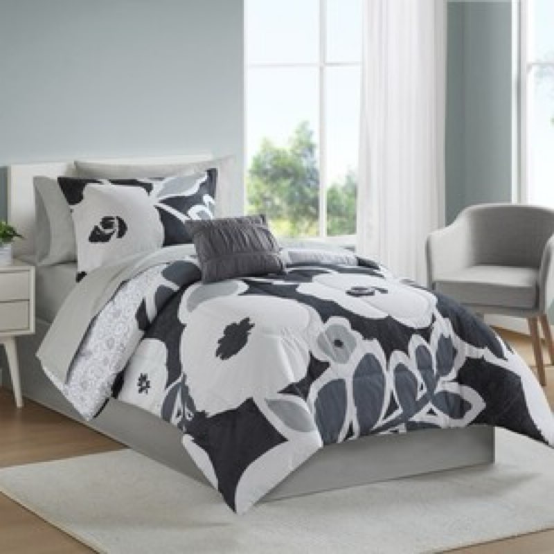 mainstays ms8544409622-01 all in one reversible comforter and sheet set - 8 twin/ twin xl