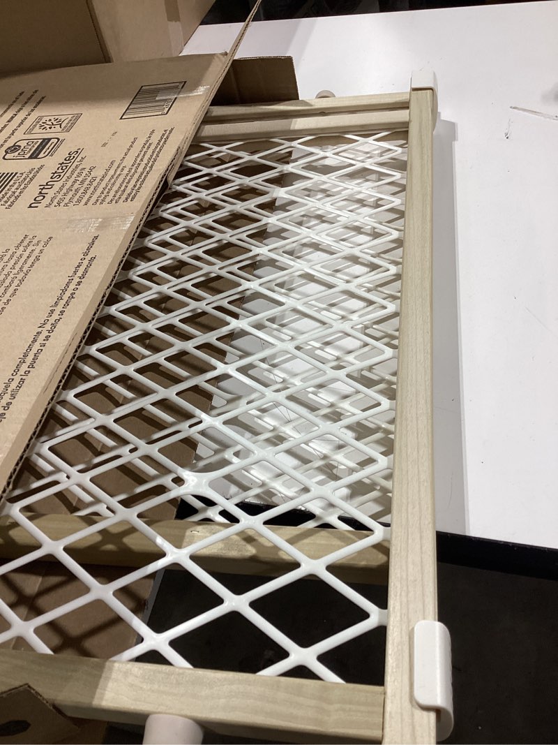Condition photo showing Good Condition for toddleroo by north states - diamond mesh wooden baby gate: pressure mounted baby gate for doorways - adjustable 26.5 to 42 inches wide - 23 inches tall