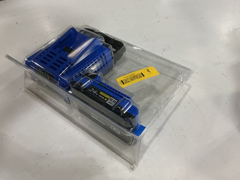 Condition photo showing As Is for kobalt 24-v 2-pack lithium-ion 4 ah battery and charger