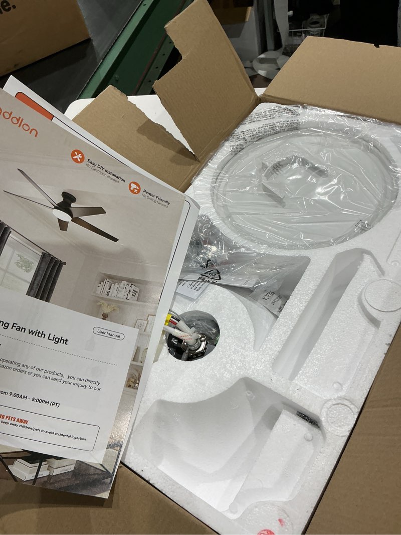 Condition photo showing Good Condition for addlon ceiling fans with lights, 42 inch low profile ceiling fan with light and remote control, flush mount, reversible, 3cct, dimmable, quiet, black small ceiling fan for bedroom indoor/outdoor use 42 inch black