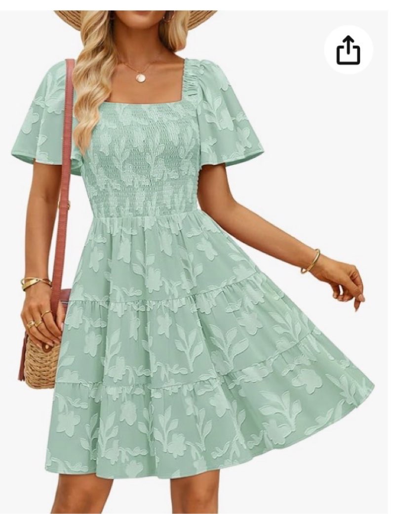 zesica women‘s summer boho floral midi dress 2026 casual short sleeve square neck flowy beach vacati