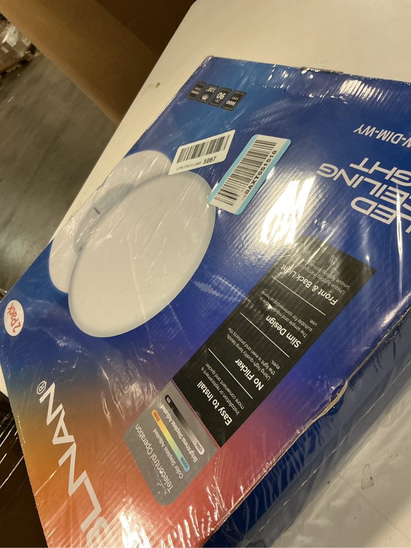 Condition photo showing New/Like New for BLNAN Dimmable LED Flush Mount Ceiling Light Fixture with Remote Control, 3000K-6500K Low Profile Wired Lamp, Modern Ultra Thin Close to Ceiling Light for Bedroom Kitchen (White, 15.4Inch 2Pack) White 15.4Inch 2Pack