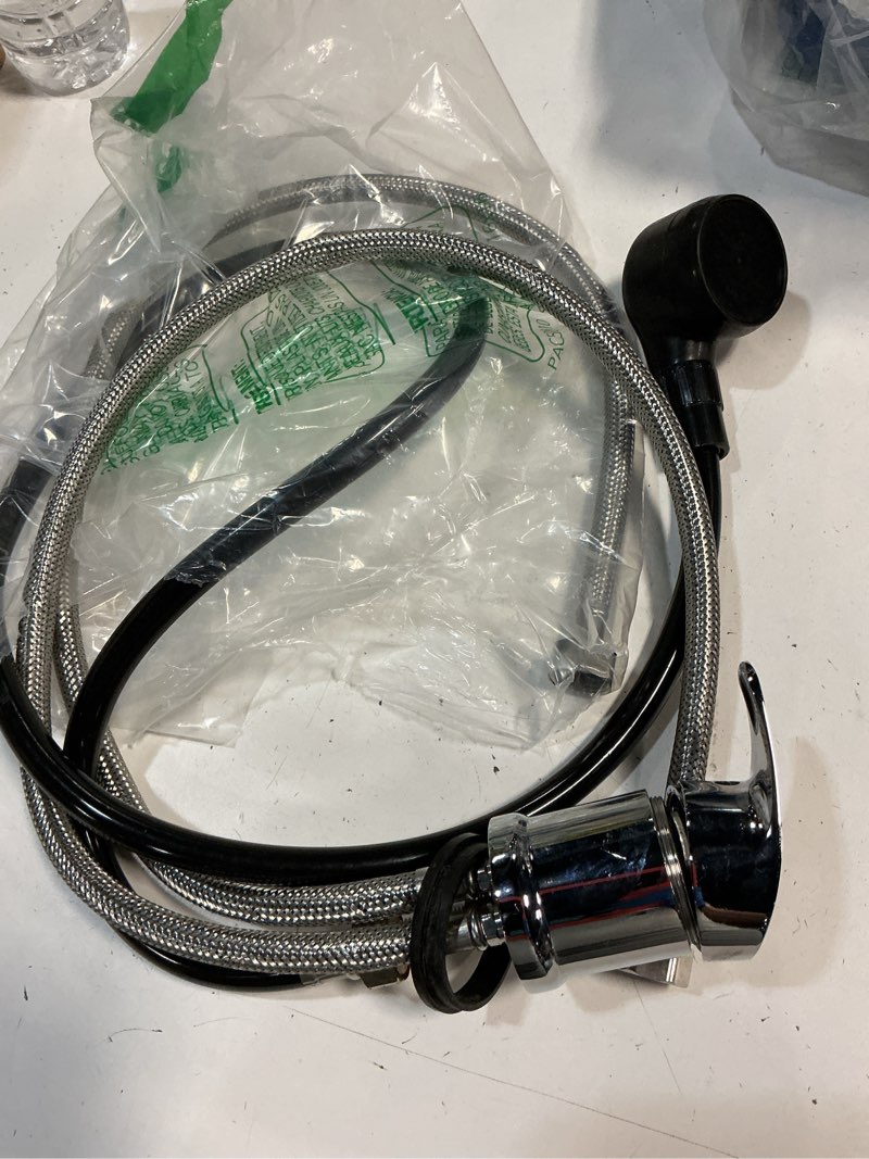 Condition photo showing As Is for professional beauty salon shampoo sink bowl faucet and sprayer kit with vacuum breaker and flexible spray hose - faucet extended set, additional hoses and connectors faucet extended set (additional hoses and connectors)