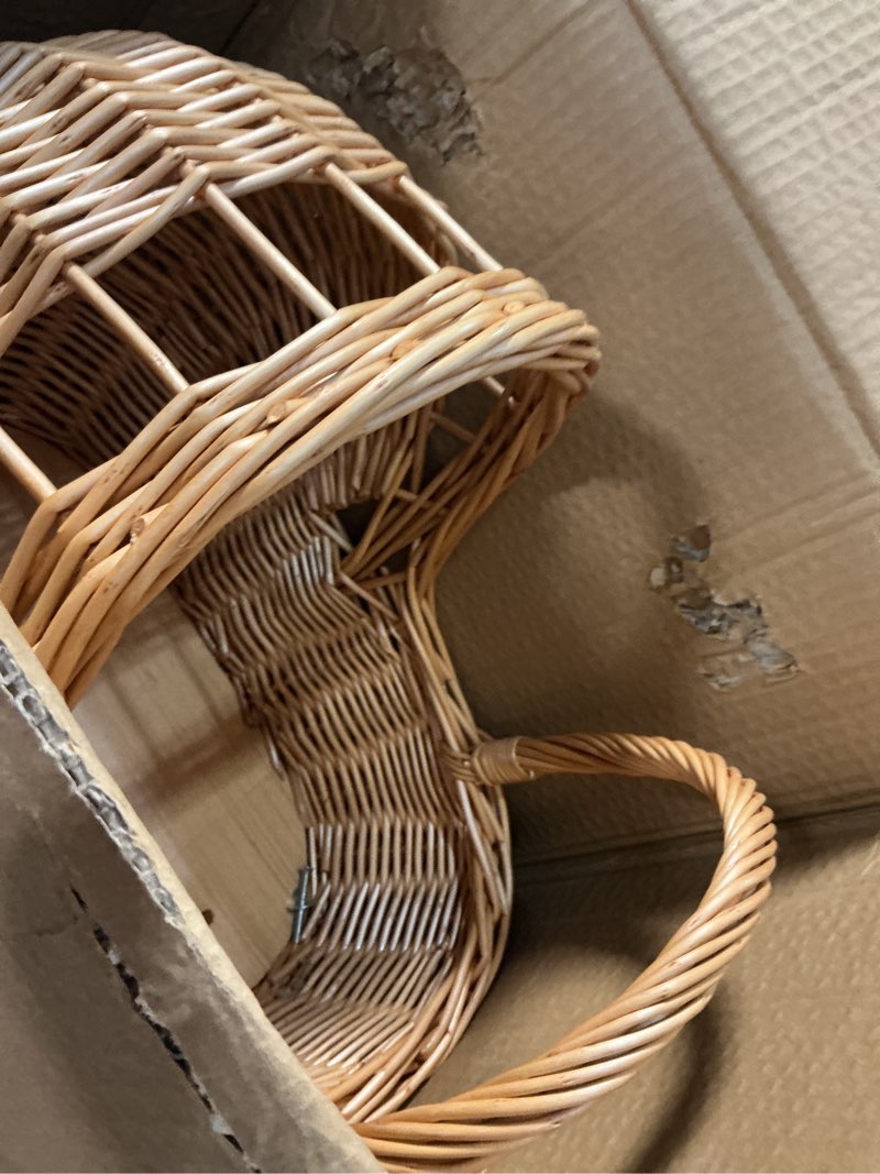 Condition photo showing Good Condition for wicker carriage,woven rattan stroller shaped flower basket,natural willow branches?used for welcoming infants, wedding parties, home decor, floral decoration