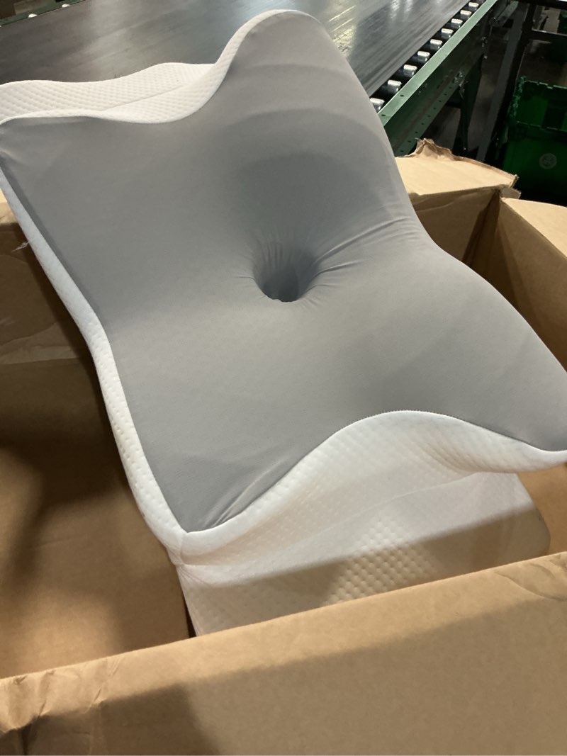 Condition photo showing Good Condition for ultra pain relief cooling pillow for neck support, adjustable cervical pillow cozy sleeping, odorless ergonomic contour memory foam pillows, orthopedic bed pillow for side back stomach sleeper dark grey queen
