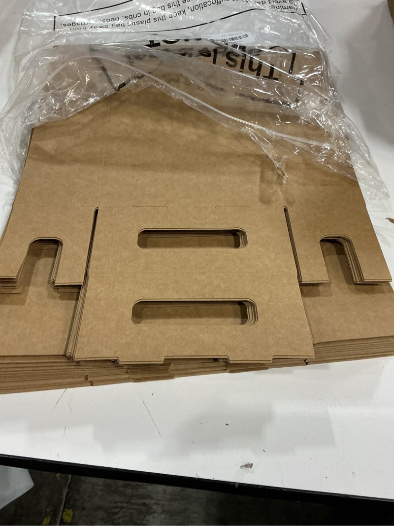 Condition photo showing Good Condition for LemonRoad 50 Pack Kraft Cardboard Food Trays Sturdy Disposable Cookie Serving Platters for Parties Brown Paperboard Crate, Dessert Display Tray, Gift Giving, Christmas, Weddings(Brown,10" X 7" X 3") Brown 10" X 7" X 3"