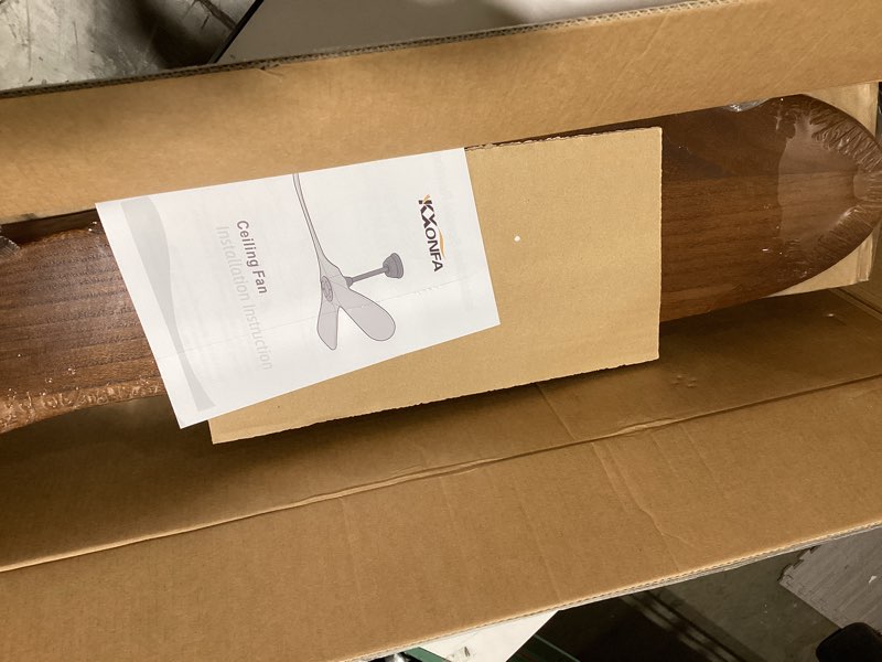 Condition photo showing New/Like New for 60 inch ceiling fan no light outdoor wood ceiling fans with remote control,flush mount,3 blades reversible quiet dc motor modern ceiling fan without light for patios farmhouse bedroom indoor dark walnut 60 inch