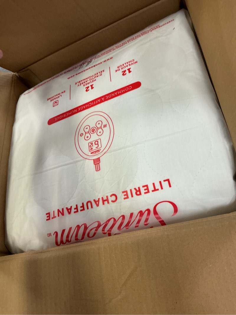 Condition photo showing Good Condition for Sunbeam Electric Premium Water Resistant Restful Quilted Heated Mattress Pad, 12 Heat Settings, 12-Hour Selectable Auto Shut-Off, Fast Heating, Cozy Warming Bed, Queen, 60" x 80"