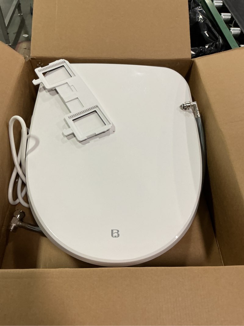 Condition photo showing As Is for Electric Bidet Toilet Seat, Round, Warm Water with Air Dryer, Heated Seat and Slow Close Lid, Front and Rear Wash, LED Nightlight, Wireless Remote, White, 101D