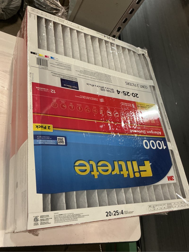 Condition photo showing Good Condition for filtrete 20-in w x 25-in l x 4-in merv 11 1000 mpr allergen defense electrostatic pleated air filter 2 -pack