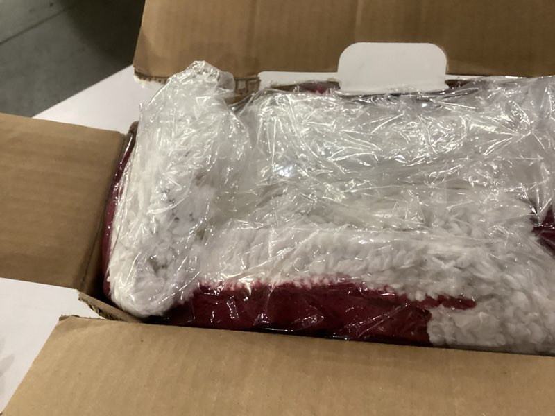 Condition photo showing New/Like New for Westinghouse Wearable Heated Throw Blanket, Electric Heated Wrap Poncho Shawl with Pockets, 6 Heating Levels & 2 to 10 Hours Time Settings, 50 x 60 Inch, Red 60*50" Heated Hoodie Blanket Christmas Red