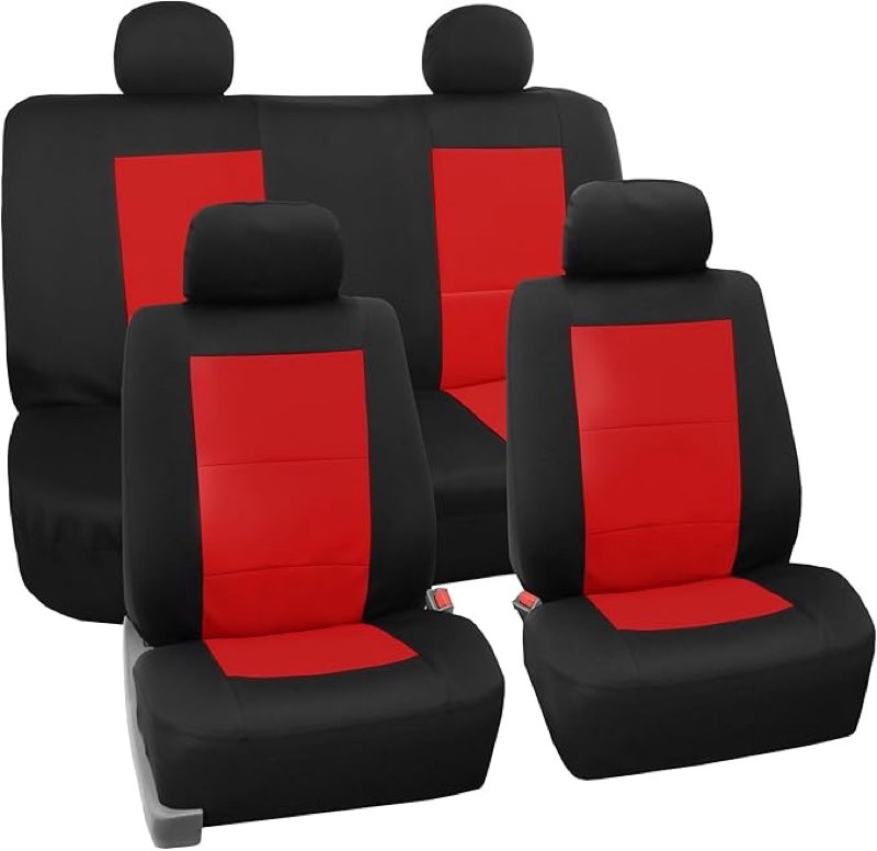FH Group Universal Fit, Full Set Neoprene Car Seat Covers for Low Back Front Seat Covers, Solid Back