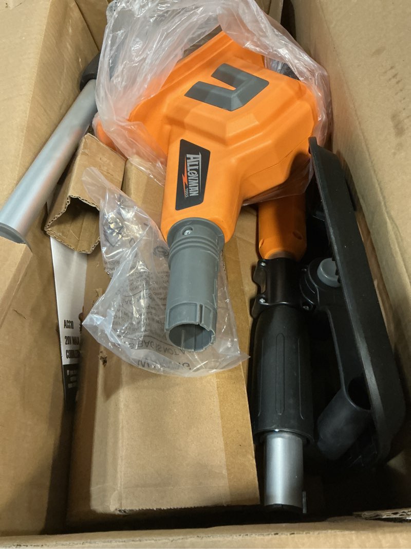 Condition photo showing Good Condition for Alloyman 20V Cordless Tiller Cultivator, 360RPM Electric Garden Tiller, with 2 * 4.0Ah Batteries & Charger, 9In Tilling Width and 6.6In Depth Garden Rototiller for Lawn/Gardening/Soil Cultivation