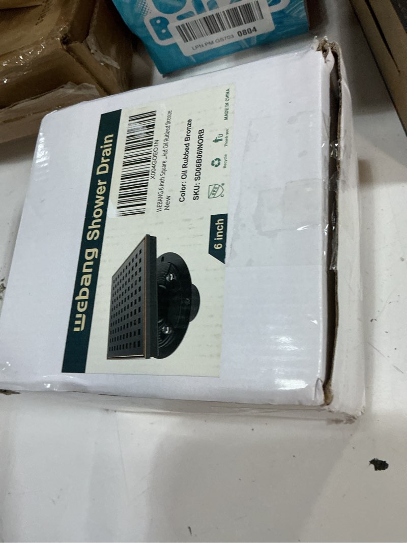 Condition photo showing New/Like New for webang 6 inch square shower drain bronze floor drain with flange square holes pattern cover grate removable sus304 stainless steel watermark&cupc certified oil rubbed bronze oil rubbed bronze 6 inch