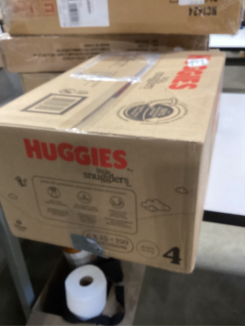 Condition photo showing New/Like New for huggies size 4 diapers, little snugglers baby diapers, size 4 (22-37 lbs), 150 count (6 packs of 25), packaging may vary size 4 150