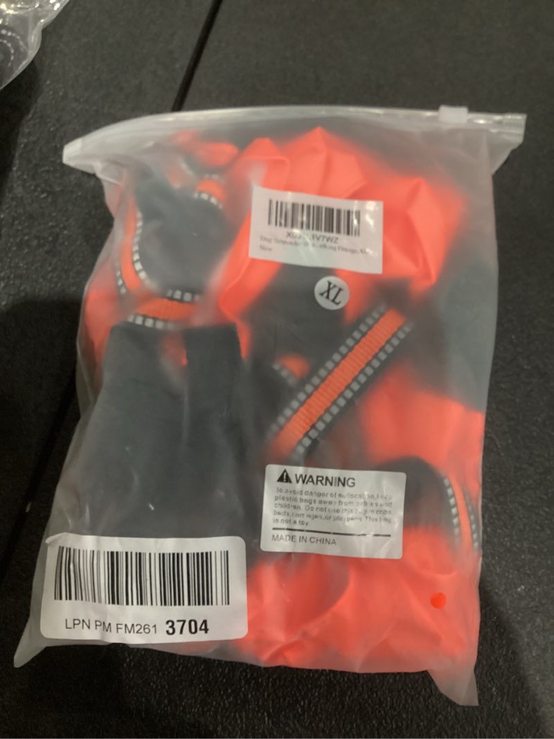 Condition photo showing As Is for Dog Suspender Boots, Anti-Slip & Fall Waterproof Dog Shoes Leggings, Dog Paw Protector for Small Medium Dogs, Adjustable Dog Boots Pet Shoes for Outdoor Walking Orange,XL XL Orange