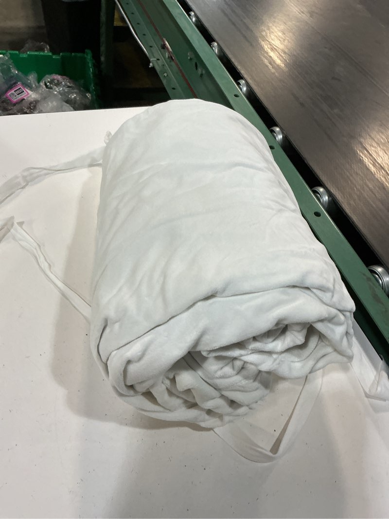 Condition photo showing As Is for cotton velvet true blackout curtain, 48x96, ivory