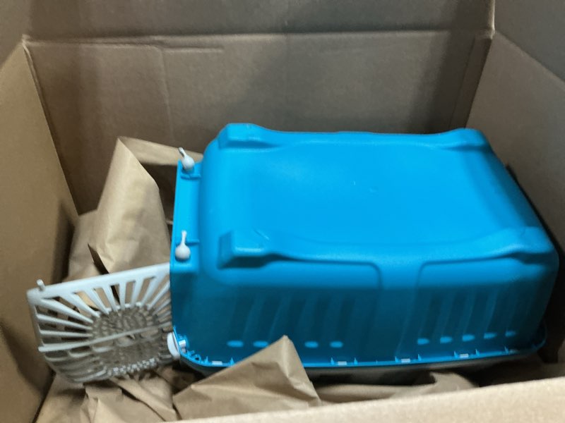 Condition photo showing Good Condition for midwest homes for pets spree travel carrier - hard-sided dog & cat carrier, small pet travel crate with handle, ventilated design, durable plastic door, easy assembly, 19-inch, blue blue 19 inch