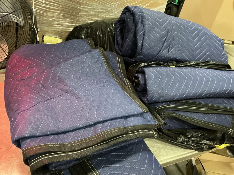 Condition photo showing As Is for packing & moving blanket - 80" x 72" 40 lb/dz - professional quilted shipping thick furniture pad (8 blankets) blue 8 blankets