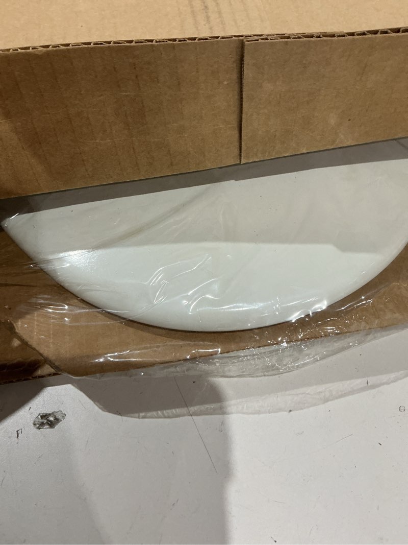 Condition photo showing Good Condition for church toilet seat, easy clean hinges release for deep cleans, durable enameled wood seat, elongated, white elongated white