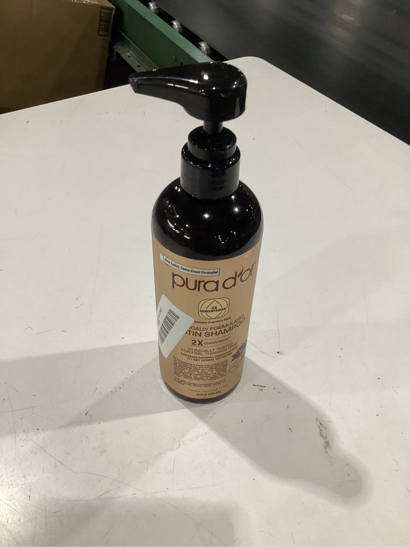 Condition photo showing New/Like New for pura d'or clinically formulated biotin shampoo - daily hair care routine for thinning hair - 2x concentrated 17+ key herbal blend hair thickening products for women & men, botanical zen scent 16 fl oz botanical zen scent 16 fl oz (pack of 1)