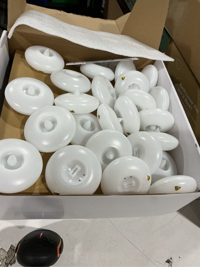 Condition photo showing Good Condition for homemory 48 pack 3” flameless led floating candles, 200 hour white battery operate waterproof tealights for cylinder vases, centerpieces at wedding decor, party, pool white base 48 pack