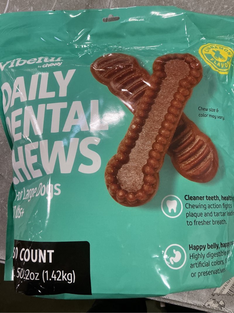 Vibeful Large Daily Dental Chew Treats for Dogs, Chicken Flavor, 30 count