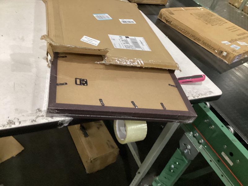 Condition photo showing New/Like New for 16x20 picture frame with mat for 11x14 set of 3, dark brown wood grain 16x20 frames for wall mounting (3 pack, walnut) 16x20 - 3 pack walnut